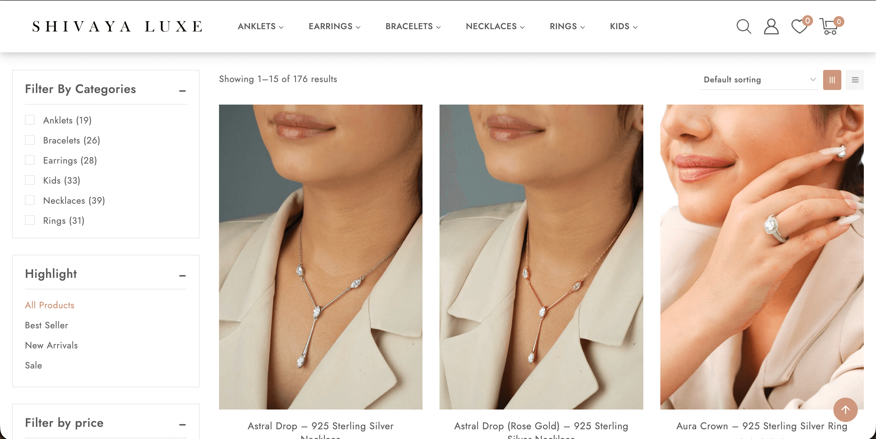 Shivaya Luxe homepage